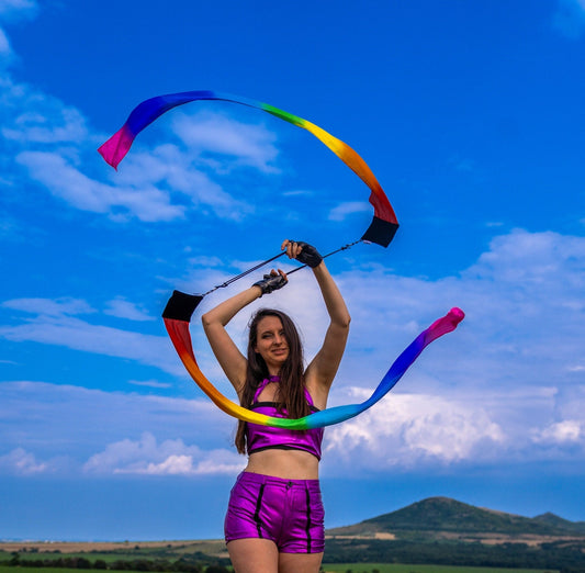 Wind Poi ribbon fabric Rainbow