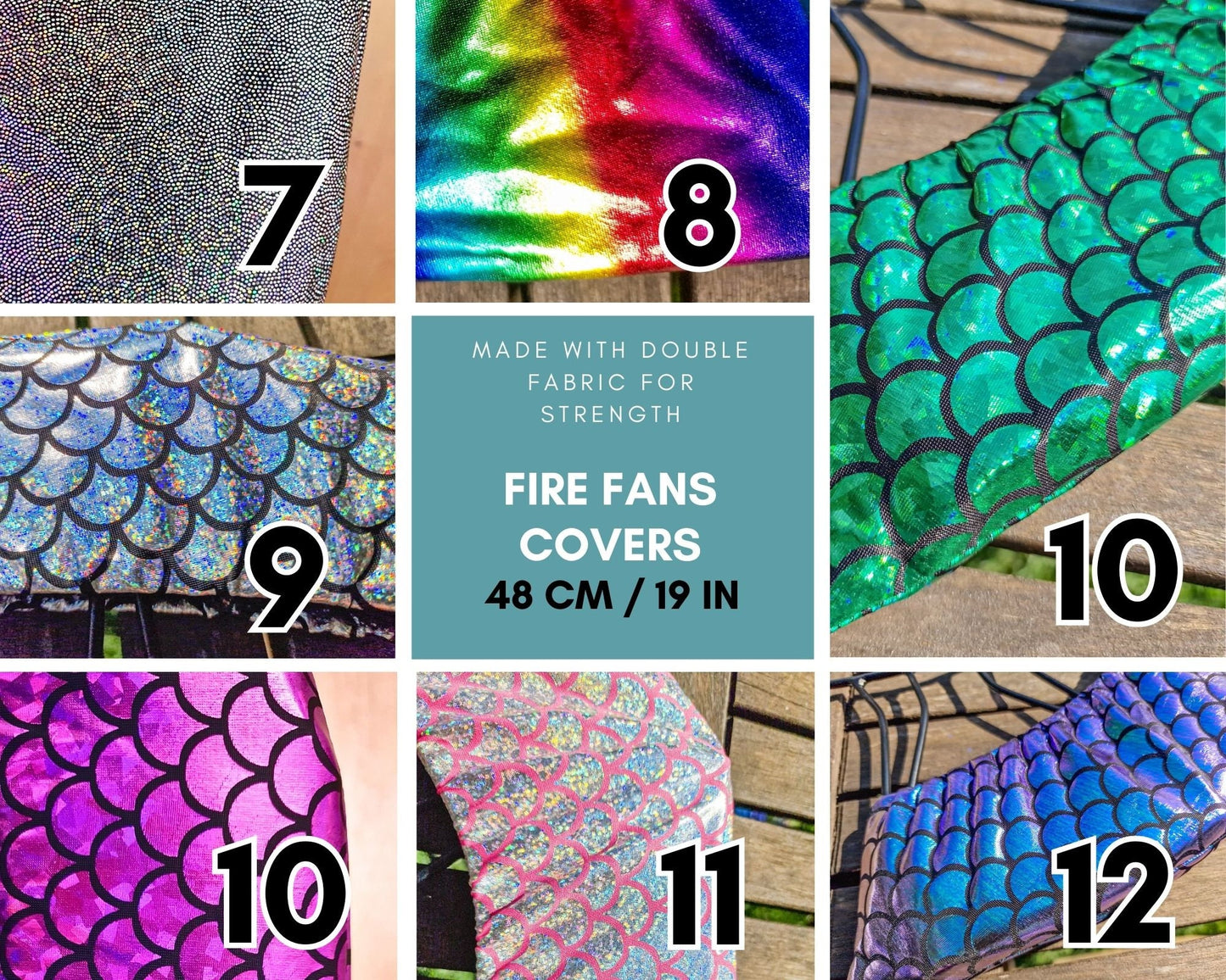 Fire Fans Covers For 48 cm / 19 in  Small Fire Fans Glitter Color