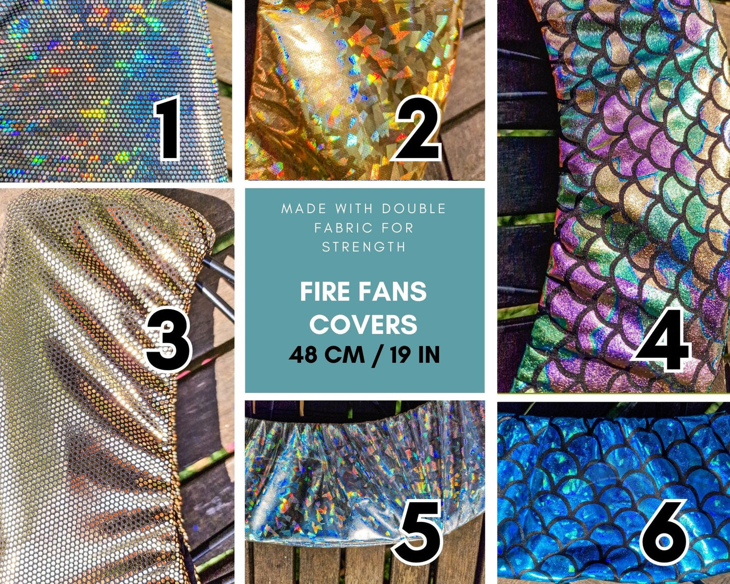 Fire Fans Covers For 48 cm / 19 in  Small Fire Fans Glitter Color