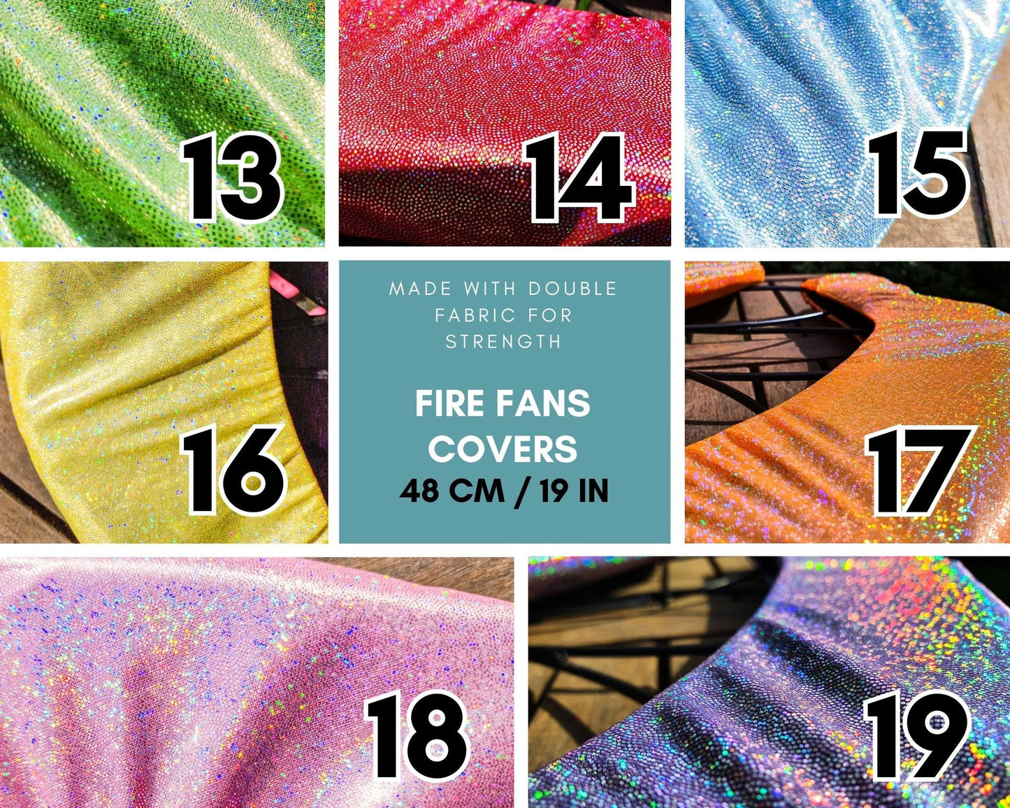 Fire Fans Covers For 48 cm / 19 in  Small Fire Fans Glitter Color